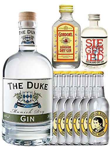 Gin-Set The Duke München Dry BIO Gin 0,7 Liter + Siegfried Dry Gin Deutschland 4cl + Gordons Dry Gin 5cl + 8 Thomas Henry Tonic Water 0,2 Liter von The Duke