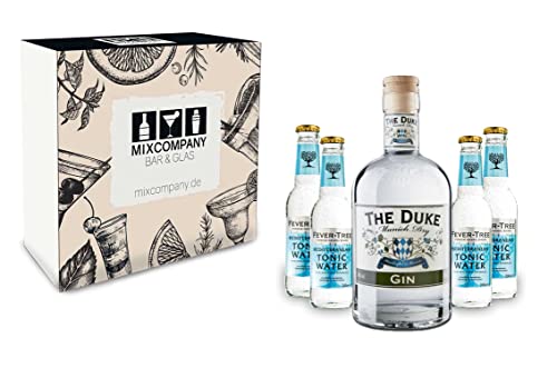 The Duke Geschenkset - Munich Dry Gin 0,7l 700ml (45% Vol) + 4x Fever Tree Mediterranean Tonic Water 200ml inkl. Pfand MEHRWEG + Geschenkverpackung von The Duke-The Duke