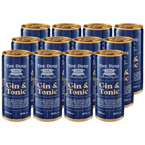 The Duke Gin & Tonic - Bio Longdrink in der Dose - Fertig gemixter Gin mit Tonic Water - Mit Wacholder, Zitrone & Chinarinde - Vegan - 10% vol. Alkohol - 12 x 250 ml von ‎The Duke Munich Dry Gin