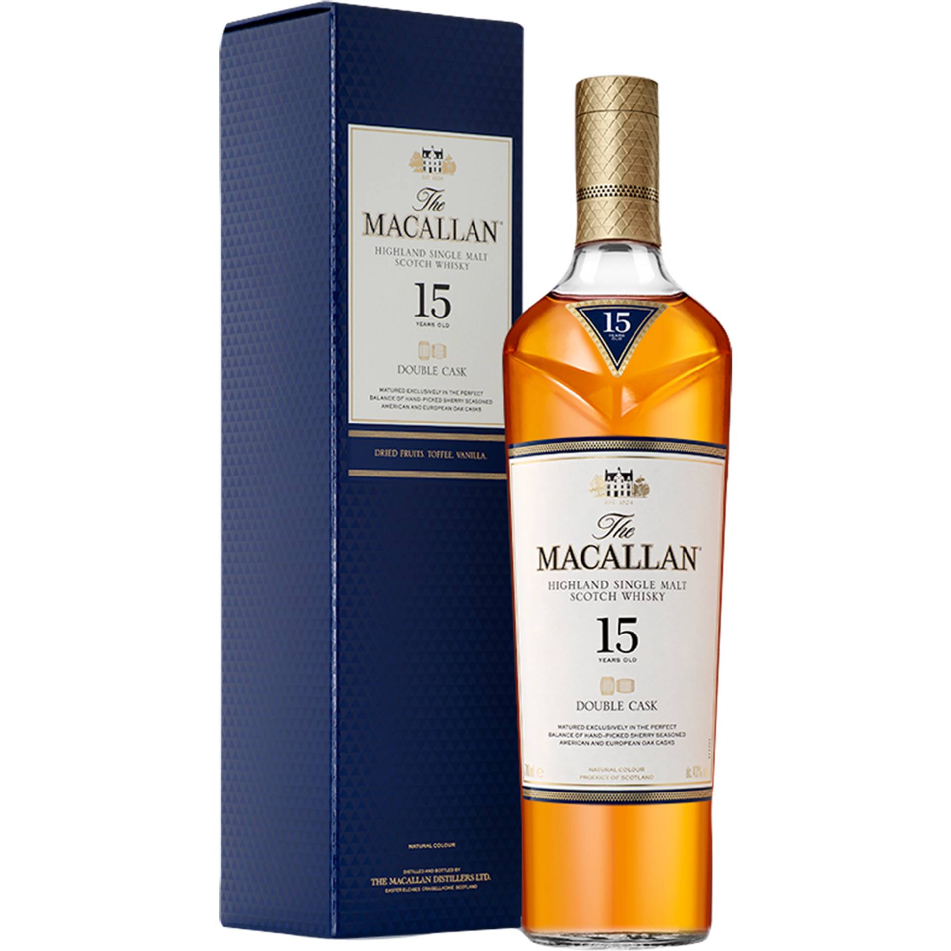 Macallan 15 Years Double Cask Highland Single Malt, Whisky, 0,7 L, 43% Vol., Schottland, Spirituosen von The Edrington Group, 2500 Great Western Roas, Glasgow, G15 6RW, Scotland
