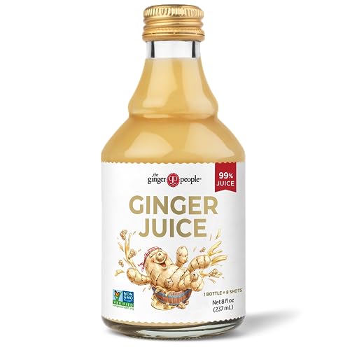 The Ginger People Ingwersaft, 99% reiner Ingwersaft – Drogenfreie Verdauungsgesundheit, Originalgeschmack und Ingwersaft in Premium-Qualität, 237-ml-Flasche – (6er-Packung) von The Ginger People