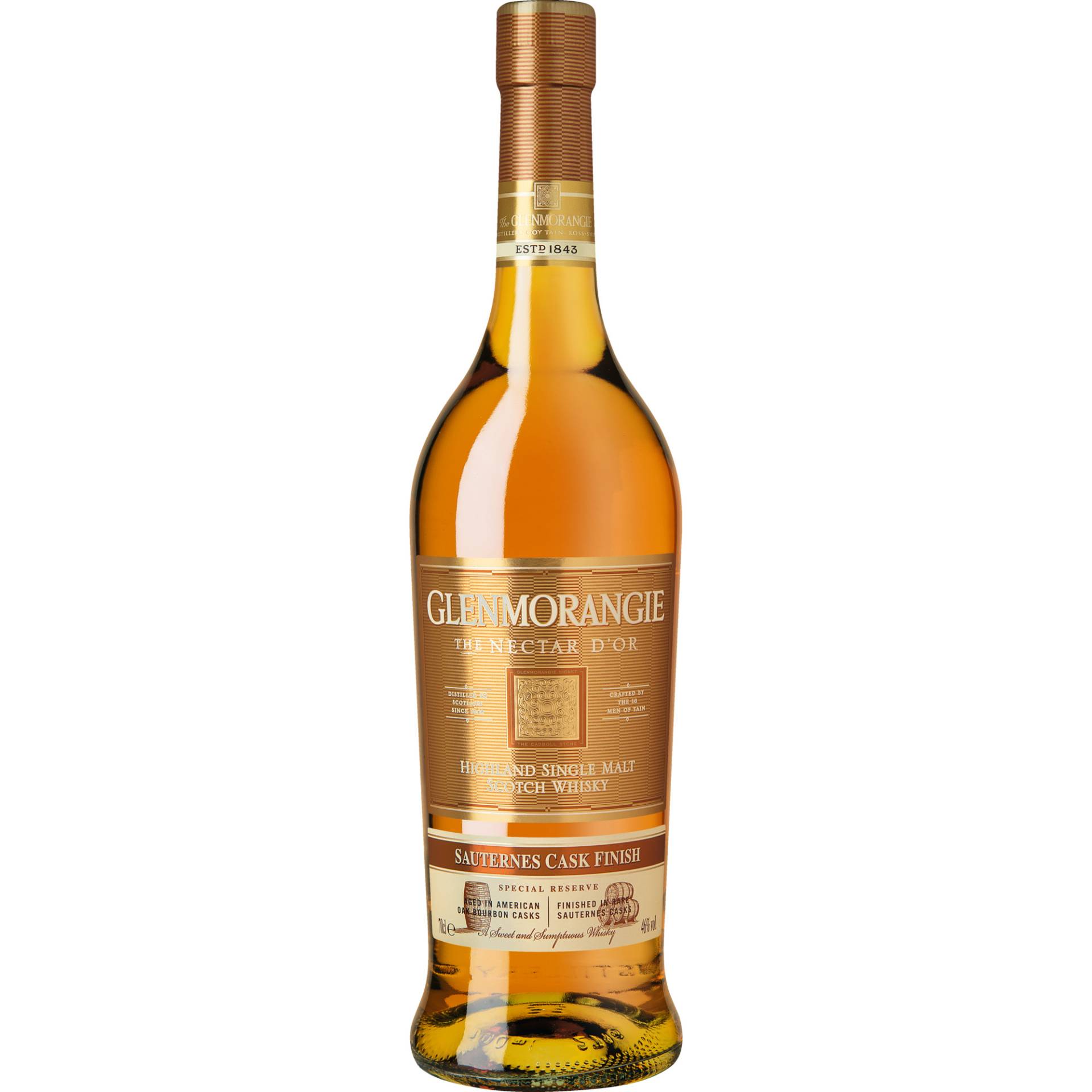 Glenmorangie Nectar d'Or Sauternes Cask Finish, Highland Single Malt Whisky, 0,7 L, 46,0% Vol., Schottland, Spirituosen von The Glenmorangie Distillery Coy Tain, Ross-Shire, UK