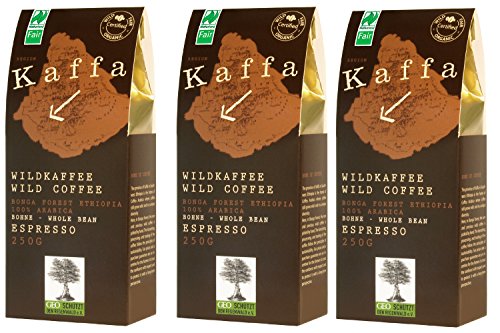 3 x Kaffa Bio Wildkaffee Espresso Bohne 250 g von The Great Canadian Tea
