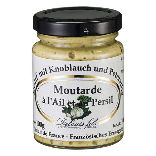 Delouis Fils - Senf mit Knoblauch und Petersilie (Moutarde a l'Ail et au Persil) aus Frankreich - 100 g von KDJMDL