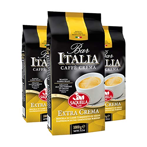 Saquella Caffe Saquella Espresso Bar Italia Extra Crema Bohnen, 3er Pack (3 x 1 kg) von The Great Canadian Tea