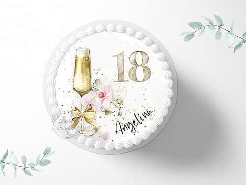 Tortenaufleger personalisierbar 18. Geburtstag, ⌀20cm Zuckerbild, Foto für Torten, Fondant 3019G Tortenaufleger personalisierbar 18. Geburtstag, ⌀20cm Zuckerbild, Foto für Torten, Fondant 3019G von The Great Canadian Tea