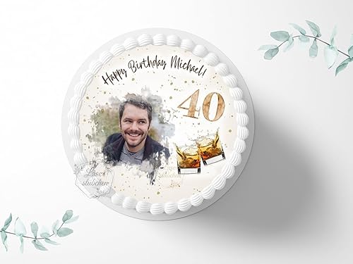 Tortenaufleger personalisierbar zum Geburtstag, Whiskey ⌀20cm rund Zuckerbild, Foto für Torten, Fondant 3040G Tortenaufleger personalisierbar zum Geburtstag, Whiskey ⌀20cm rund Zuckerbild, Foto für Torten, Fondant 3040G von The Great Canadian Tea