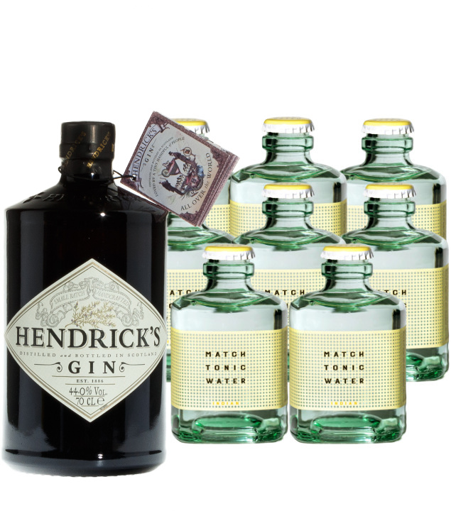 Hendrick’s Gin & 8 x Match Indian Tonic Set (44 % vol, 2,3 Liter) von The Hendrick's Gin Distillery