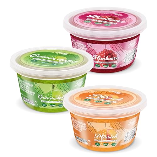 INSPIRE FOOD Bubble Tea Perlen Set - 3er-Pack Popping Boba Fruchtperlen | Pfirsich, Grüner Apfel, Himbeer |Tapioka Perlen 100% vegan und glutenfrei, ohne künstliche Farbstoff, je 450g von The Inspire Food Company