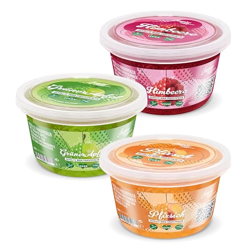 INSPIRE FOOD Bubble Tea Perlen Set - 3er-Pack Popping Boba Fruchtperlen | Pfirsich, Grüner Apfel, Himbeer |Tapioka Perlen 100% vegan und glutenfrei, ohne künstliche Farbstoff, je 450g von The Inspire Food Company