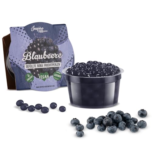 INSPIRE FOOD Bubble Tea Perlen Blaubeer für Bubble Tea | Popping boba Perlen, Tapioka Fruchtperlen und Boba Perlen - 100% vegan und glutenfrei, ohne künstliche Farbstoff, 100g von The Inspire Food Company