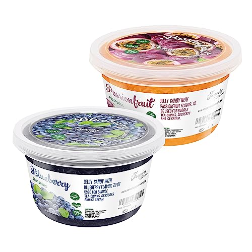 INSPIRE FOOD Bubble Tea Perlen Mix - 2 Pack Popping Boba Fruchtperlen | Maracuja, Heidelbeere|100% vegetarisch und glutenfrei, ohne künstliche Farbstoff von The Inspire Food Company