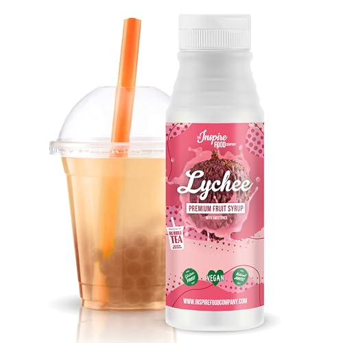 INSPIRE FOOD Echter Fruchtsirup für Bubble Tea Mischung - 300ml | Litschi Fruchtsirup für Bubble Tea, Boba Tea, Slushes & Ice-Blended | 100 % vegetarisch, glutenfrei von The Inspire Food Company