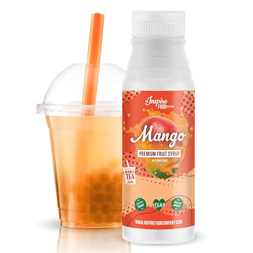 INSPIRE FOOD Echter Fruchtsirup für Bubble Tea Mischung - 300ml | Mango Fruchtsirup für Bubble Tea, Boba Tea, Slushes & Ice-Blended | 100 % vegetarisch, glutenfrei, ohne künstliche Farbstoffe von The Inspire Food Company