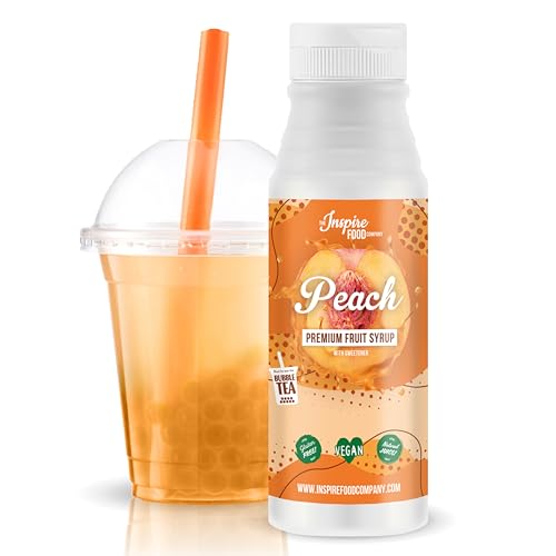 INSPIRE FOOD Echter Fruchtsirup für Bubble Tea Mischung - 300ml | Pfirsichsirup für Bubble Tea, Boba Tea, Slushes & Ice-Blended | 100 % vegetarisch, glutenfrei, ohne künstliche Farbstoffe von The Inspire Food Company