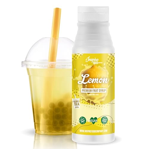 INSPIRE FOOD Echter Fruchtsirup für Bubble Tea Mischung - 300ml | Zitrone Fruchtsirup für Bubble Tea, Boba Tea, Slushes & Ice-Blended | 100 % vegetarisch, glutenfrei, ohne künstliche Farbstoffe von The Inspire Food Company