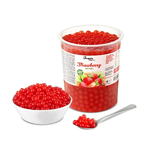 INSPIRE FOOD Bubble Tea Perlen Erdbeere - 1 KG - Popping Boba Fruchtperlen | Mit echtem Fruchtsaft für Shakes, Smoothies | 100% vegetarisch und glutenfrei, ohne künstliche Farbstoff von The Inspire Food Company