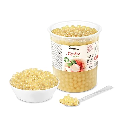 INSPIRE FOOD Bubble Tea Perlen Litschi - 1 KG - Popping Boba Fruchtperlen | Mit echtem Fruchtsaft für Shakes, Smoothies | 100% vegetarisch und glutenfrei, ohne künstliche Farbstoff von The Inspire Food Company
