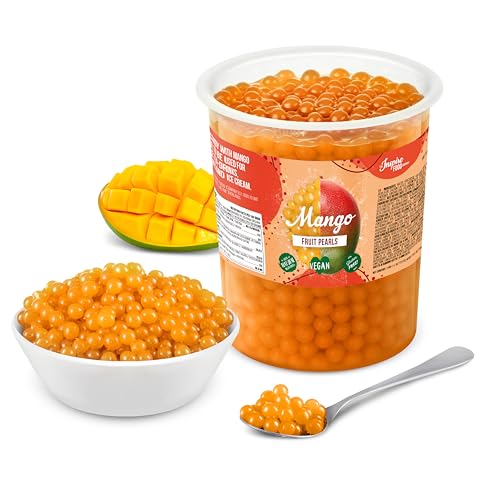 INSPIRE FOOD Bubble Tea Perlen Mango für Bubble Tea | Popping boba Perlen, Tapioka Fruchtperlen und Boba Perlen - 100% vegan und glutenfrei, ohne künstliche Farbstoff, 1KG von The Inspire Food Company