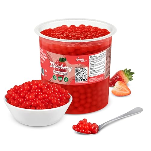 INSPIRE FOOD Bubble Tea Perlen Erdbeere für Bubble Tea | Popping boba Perlen, Tapioka Fruchtperlen und Boba Perlen - 100% vegan und glutenfrei, ohne künstliche Farbstoff, 3.2KG von The Inspire Food Company