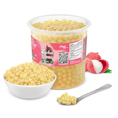 INSPIRE FOOD Bubble Tea Perlen Litschi für Bubble Tea | Popping boba Perlen, Tapioka Fruchtperlen und Boba Perlen - 100% vegan und glutenfrei, ohne künstliche Farbstoff, 3.2KG von The Inspire Food Company