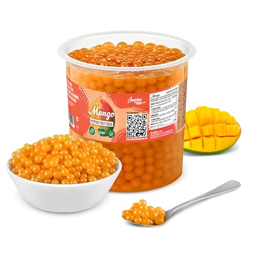 INSPIRE FOOD Bubble Tea Perlen Mango für Bubble Tea | Popping boba Perlen, Tapioka Fruchtperlen und Boba Perlen - 100% vegan und glutenfrei, ohne künstliche Farbstoff, 3.2KG von The Inspire Food Company