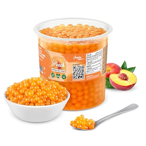 INSPIRE FOOD Bubble Tea Perlen Pfirsich für Bubble Tea | Popping boba Perlen, Tapioka Fruchtperlen und Boba Perlen - 100% vegan und glutenfrei, ohne künstliche Farbstoff, 3.2KG von The Inspire Food Company