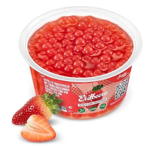 INSPIRE FOOD Bubble Tea Perlen Erdbeere für Bubble Tea | Popping boba Perlen, Tapioka Fruchtperlen und Boba Perlen - 100% vegan und glutenfrei, ohne künstliche Farbstoff, 450g von The Inspire Food Company