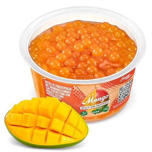 INSPIRE FOOD Bubble Tea Perlen Mango für Bubble Tea | Popping boba Perlen, Tapioka Fruchtperlen und Boba Perlen - 100% vegan und glutenfrei, ohne künstliche Farbstoff, 450g von The Inspire Food Company