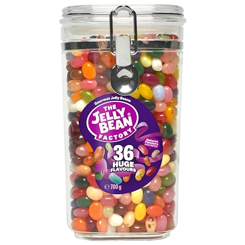 The Jelly Bean Factory - 36 Gourmet Flavours im Glas - Großpackung: 700 g Glas - 36 Geschmacksrichtungen - 100% Vegetarisch - Süßigkeiten - Geschenk von The Jelly Bean Factory