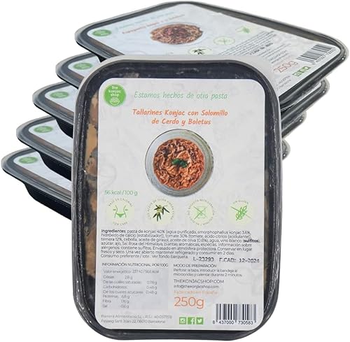 Der Konjak Shop Konjak Nudeln mit Schweinefilet & Steinpilzen 250g Glutenfrei Kalorienarm & Kohlenhydratarm Proteinreich (6 Stück) von The Konjac Shop