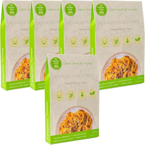 Der Konjak Shop Konjak Spaghetti Tomate 270g Glutenfrei Wenig Kalorien & Kohlenhydrate (5 Stück) Ideal für Diät & Low Carb von The Konjac Shop