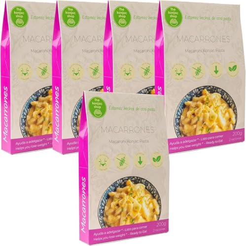 The Konjak Shop Konjak-Makkaroni 270g | Glutenfrei | Kalorien- und Kohlenhydratarm | Low Carb & Diätfreundlich (5 Stück) von The Konjac Shop