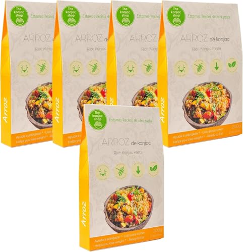 The Konjak Shop Konjak-Reis 270g | Glutenfrei | Kalorien- und Kohlenhydratarm | Low Carb & Diätfreundlich (5 Stück) von The Konjac Shop