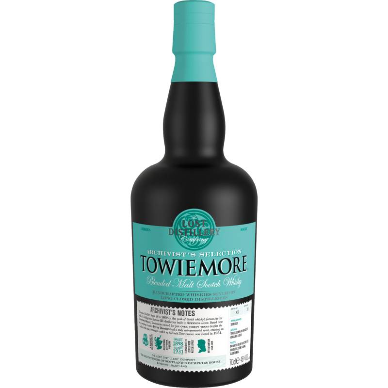 Archivst's Selection Towiemore, Blended Malt Scoth Whisky, 46% Vol., 0,7L, Schottland, Spirituosen von The Lost Distillery Company, 29 Portland Road, Ayrshire, KA1 2BY Kilmarnock, Schottland