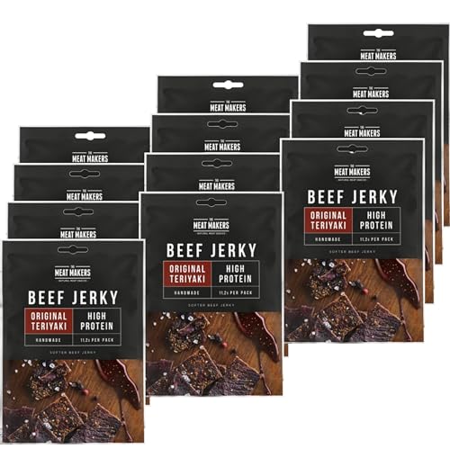 The Meat Makers - Dried Beef Jerky Original Teriyaki Trockenfleisch Snack Pack 300g (12x25g) - Getrocknetes Rindfleisch Beef Jerky Trocken Fleisch Snack von The Meat Makers