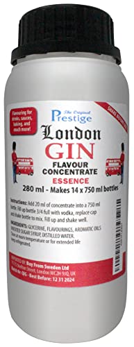 London Gin-Geschmacksessenz 280 ml | verschiedene Wacholder- und Zitrusaromen | professionelle Essenz für den Hausgebrauch und die Brennerei | 20 ml Essenz für 750 ml handelsüblichen Wodka oder Korn London Gin-Geschmacksessenz 280 ml | verschiedene Wacholder- und Zitrusaromen | professionelle Essenz für den Hausgebrauch und die Brennerei | 20 ml Essenz für 750 ml handelsüblichen Wodka oder Korn von The Original Prestige