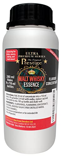 Malt Whisky-Geschmacksessenz 280 ml | malziges, mild-rauchiges Aroma | professionelle Essenz für den Hausgebrauch und die Brennerei | 20 ml Essenz für 750 ml handelsüblichen Wodka oder Korn von The Original Prestige