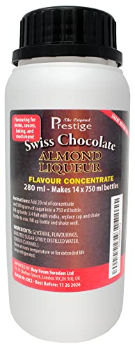 Schweizer Schokoladen-Mandel-Likör-Essenz 280 ml - Professionelle Essenz für selbstgebrannte Spirituosen oder kommerziellen Vodka Schweizer Schokoladen-Mandel-Likör-Essenz 280 ml - Professionelle Essenz für selbstgebrannte Spirituosen oder kommerziellen Vodka von The Original Prestige