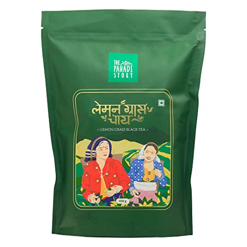 The Pahadi Story Lemon Grass Tea 450gm Assam Black CTC Tea with Lemongrass Leaves, 100% Natural Ingredients Chai Patti is Perfect Blend of Premium CTC and Fresh Lemongrass von The Pahadi Story