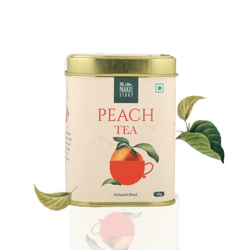 The Pahadi Story Refreshing Peach Fruit Tea 40gm, Perfect for Hot or Iced Tea, Made with Real Peaches and Whole Loose Green Tea von The Pahadi Story