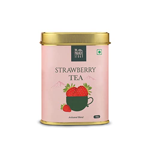 The Pahadi Story Strawberry Green Tea - Real Strawberry Pieces, 40gm Tin Pack, Perfect for Iced Tea, Fruity and Refreshing Fruit Tea With Loose Green Tea von The Pahadi Story