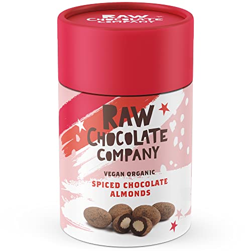 The Raw Chocolate Co mpany Spiced Dark Chocolate Mandeln 180g - Vegan Organic Raw Laktosefreie Schokolade - 72% Kakao - Vegane Snacks - Gluten- & Milchfreie Schokolade von The Raw Chocolate Co