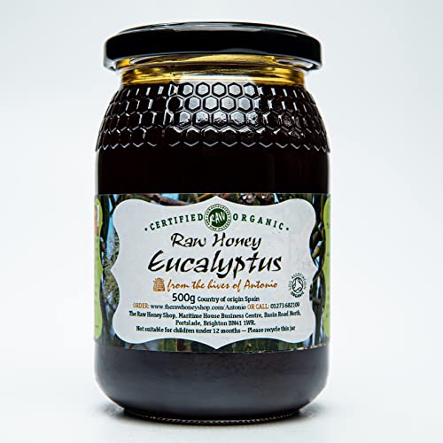 Roher Wald-Blütenhonig Eukalyptushonig aus Spanien - Premium Qualität - reines Naturprodukt - kaltgeschleudert - Geschmack: Eukalyptus, Größe: 500g von The Raw Honey Shop