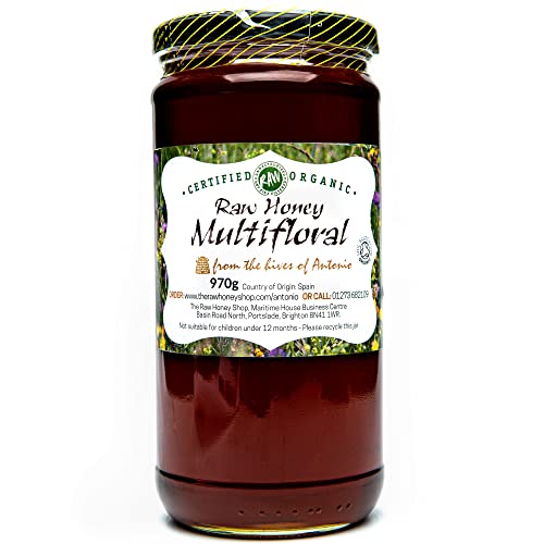 Antonio's Roh-zertifizierter Bio-Multiblumen-Honig, 1 kg/Premium-Serie, rein, antibakteriell, kaltgepresst und nicht pasteurisiert, natürlicher Honig, zertifiziert aus biologischem Anbau The Raw Honey von The Raw Honey Shop