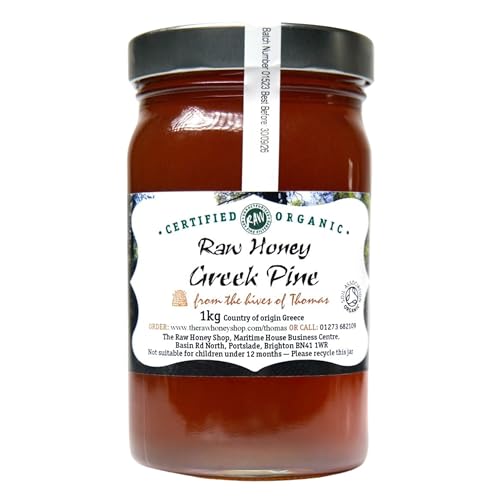 Thomas Artisan Griechischer Kiefernhonig (1 kg) – dicker, kaltgepresster, antibakterieller Honig, nicht pasteurisiert, grob gefiltert von The Raw Honey Shop