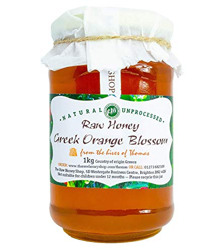 Thomas' Artisan Raw Griechische Orangenblüte Honig – dicker, kaltgepresster, antibakterieller Honig, nicht pasteurisiert, grob gefiltert, The Raw Honey Shop (1 kg) von The Raw Honey Shop