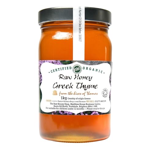 Thomas Roher Griechischer BIO THYMIANHONIG (1 kg) – Artisan Thymian Honig, Roher Honig Bio Unbehandelt, Kaltgeschleudert, Naturbelassener, Rohhonig, The Raw Honey Shop von The Raw Honey Shop