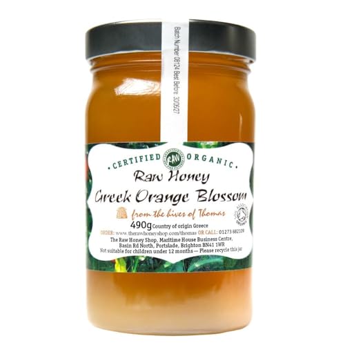 Thomas' Raw Greek Orange Blossom Honey |Pure, Unpasteurised |Single Origin |The Raw Honey Shop |(490g) von The Raw Honey Shop