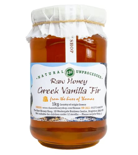Thomas' Raw Greek Vanilla Fir Honey |Protected Designation of Origin - Very Rare | Mountain Honey |Thick Unpasteurised |Honey With Lowest Natural Sugars |Single Origin |The Raw Honey Shop |(1kg) von The Raw Honey Shop